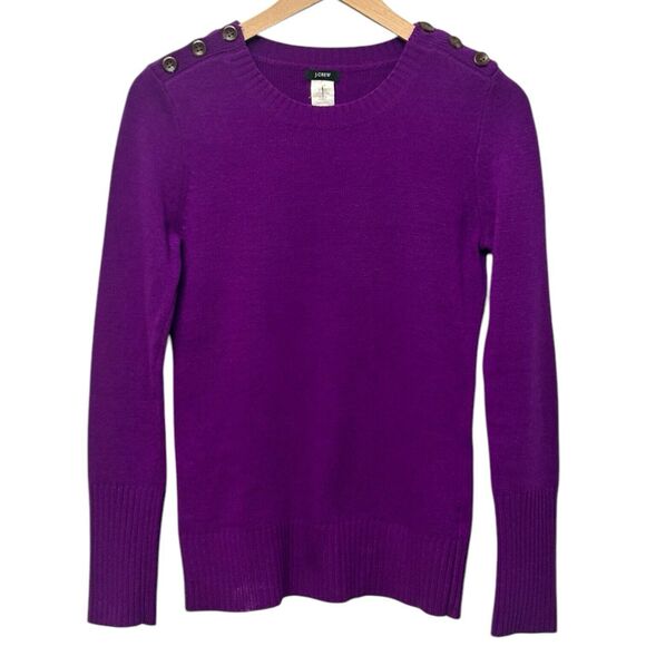 J. Crew Pullover Sweater Wool Cashmere Blend Purple Size Small Buttons Casual - Picture 2 of 16